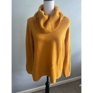 Gold Yellow Turtleneck Sweater Cowl Neck Sz L New Directions